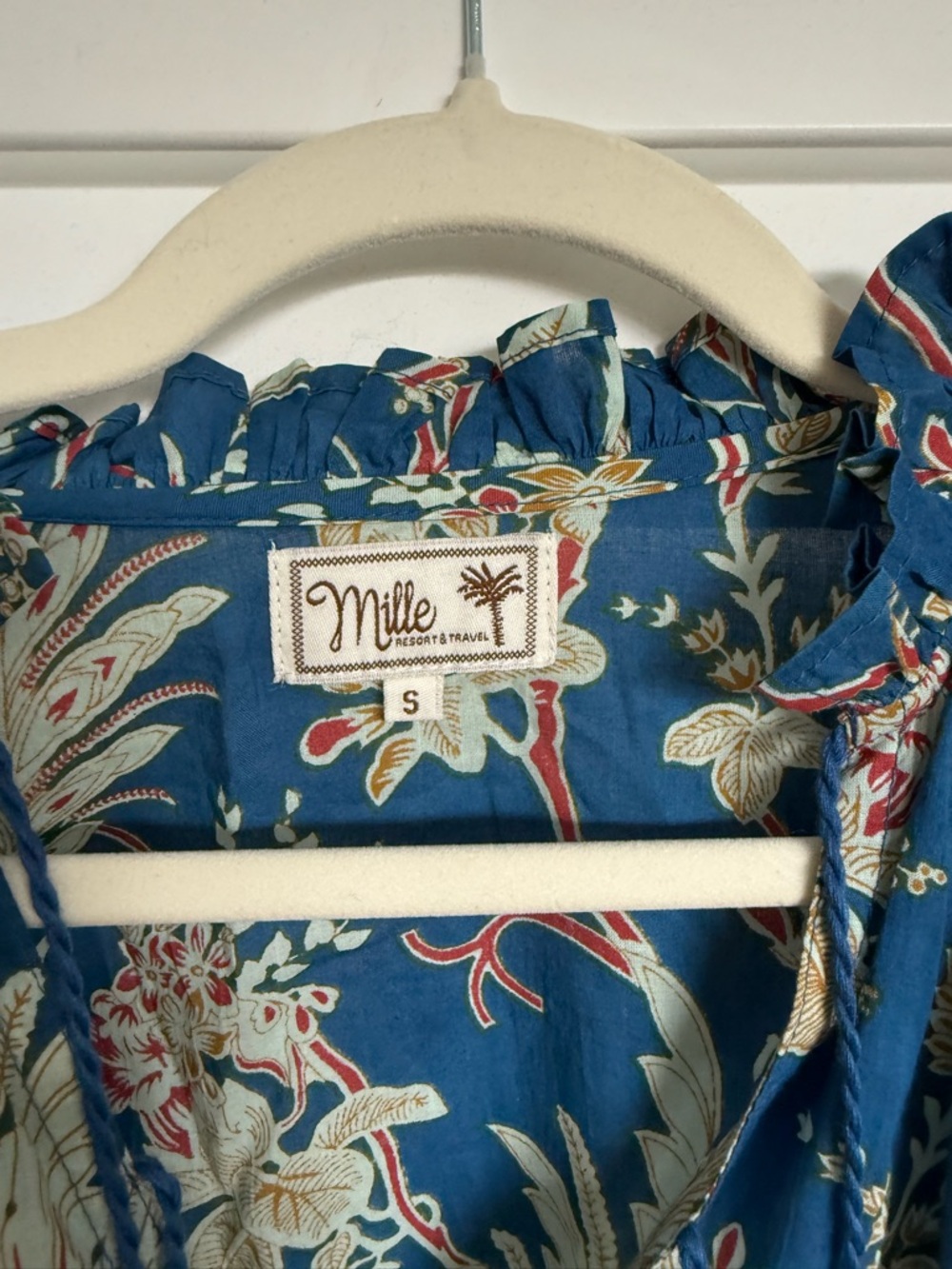 Mille Astrid Floral Long-Sleeve Midi Dress in Blue Size S NWOT - Picture 2 of 9